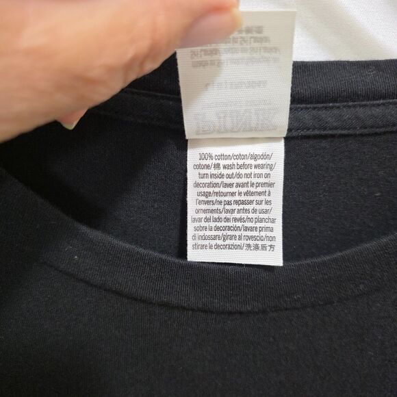 Victorias Secret Pink Black T Shirt White Dog Logo Pocket Womens L Short Sleeve - Picture 8 of 10